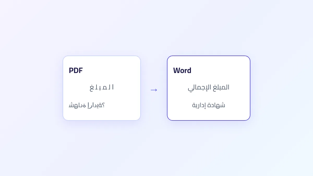 تحويل PDF عربي إلى Word: لماذا تتقطع الحروف وكيف تصلحها
