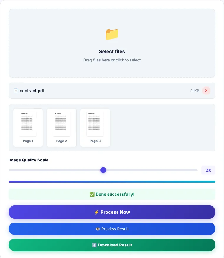 PDF to JPG tool with the quality slider